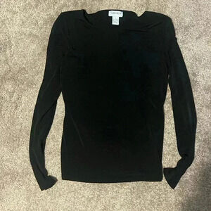 Carmen Marc-Valvo long-sleeve black top size small